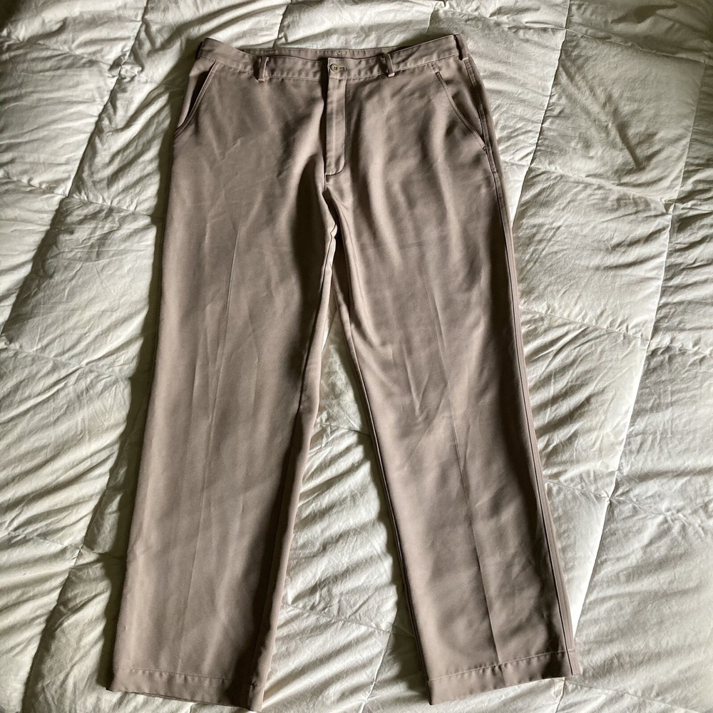 NIKE Golf Dri-Fit Men's 36x31 (actual) 100% Poly Performance Pants Khaki Chino - Picture 2 of 16